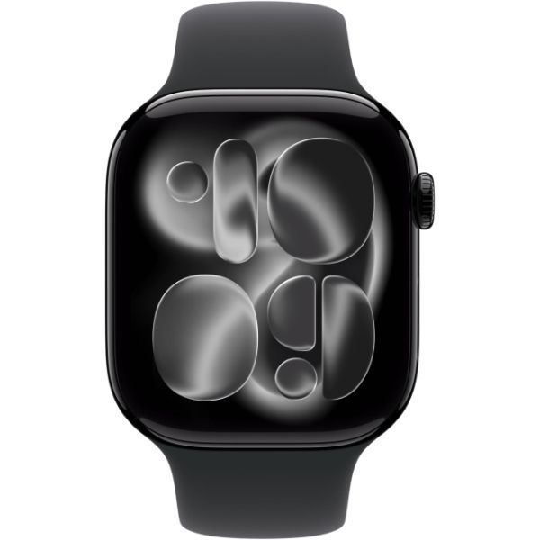Apple Watch Series 11 46mm Aluminum Jet Black Case Black Sport Band S/M